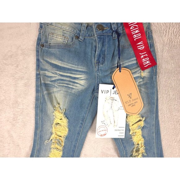 NWT VIP "Destructed Collection" Sculpting Stretch Distressed Jeans Size 00 - Picture 3 of 12